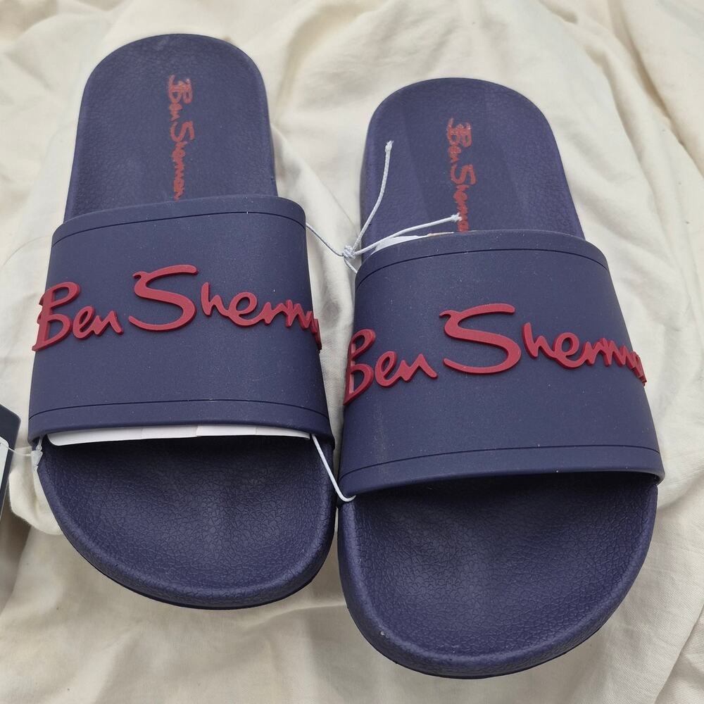 NEW Ben Sherman Waterford Logo Slides slip-on sandal blue mens size 7